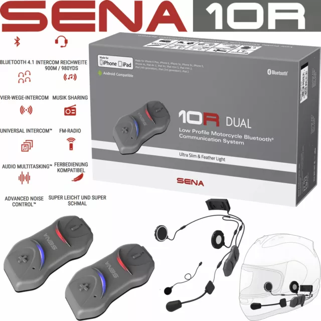 SENA 10R Motorrad Headset Doppelset ultraflach Bluetooth 4.1 Intercom 2