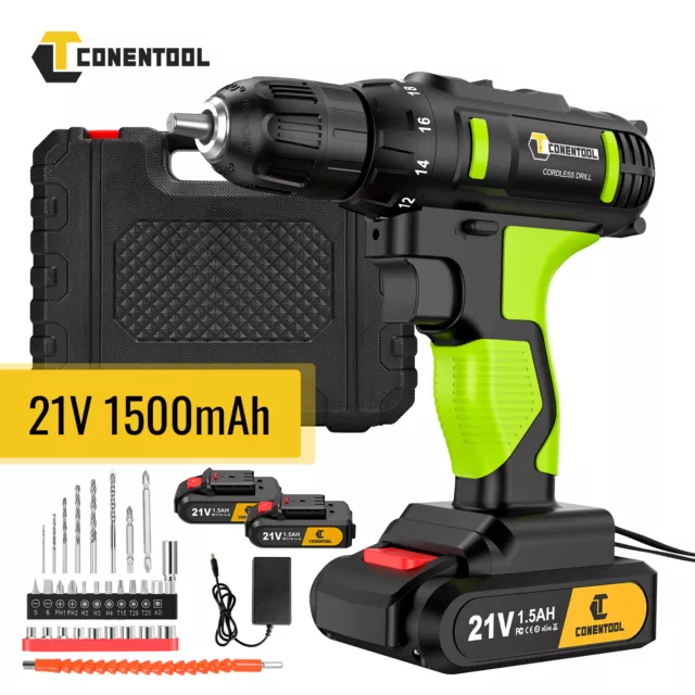 21V Cordless Drill Electric Screwdriver Combi Power Drill Tool & Li-Ion Battery