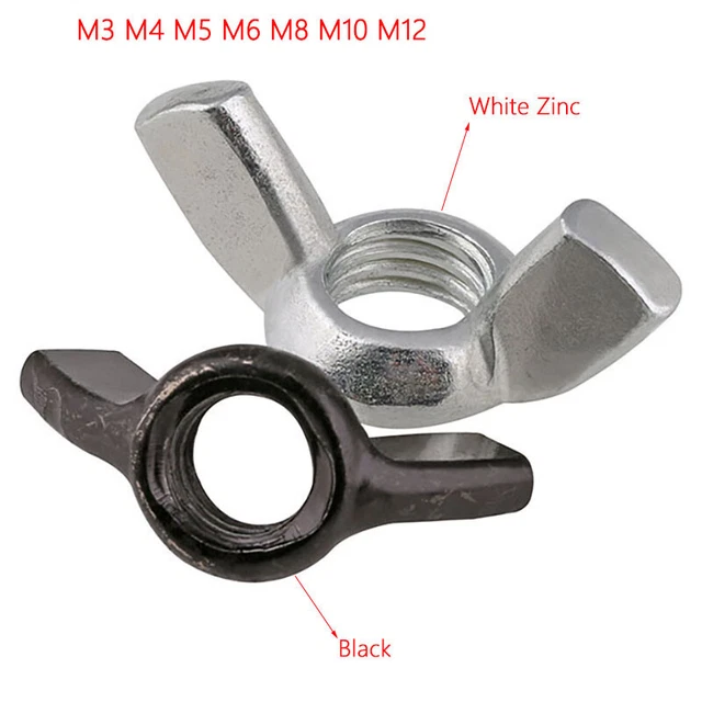 Wing Nuts Butterfly White Zinc/Black Fastener Parts Nuts M3 M4 M5 M6 M8 M10 M12
