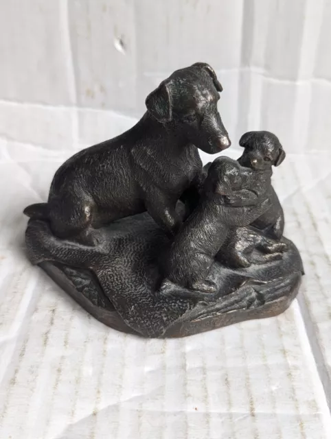 Genesis Fine Art Heredities Jack Russell & Pups Bronze Effect Figurine Signed