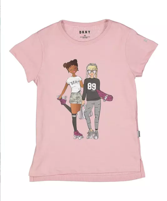 DKNY Girls' Little Short Sleeve T-Shirt Zephyr Roller Tee Size 6X