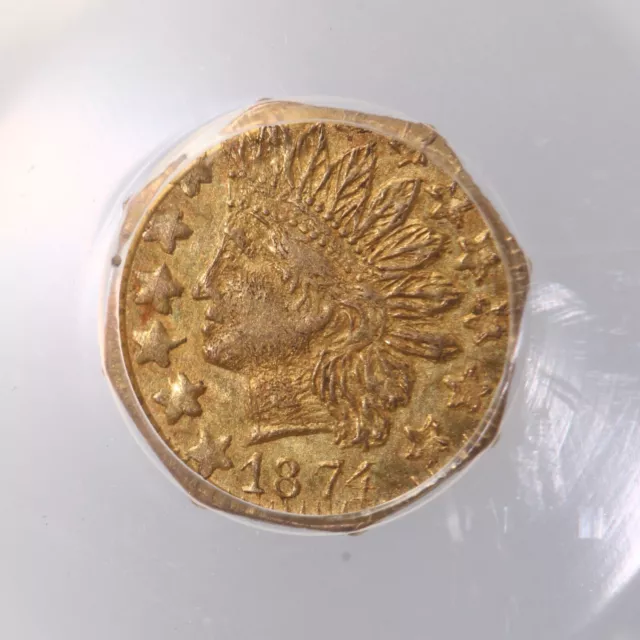 1874 California Gold 25C BG-795 PCGS Certified MS63