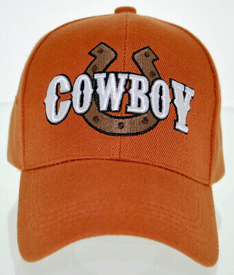 New! Rodeo Cowboy Horse Horseshoe Cap Hat Orange