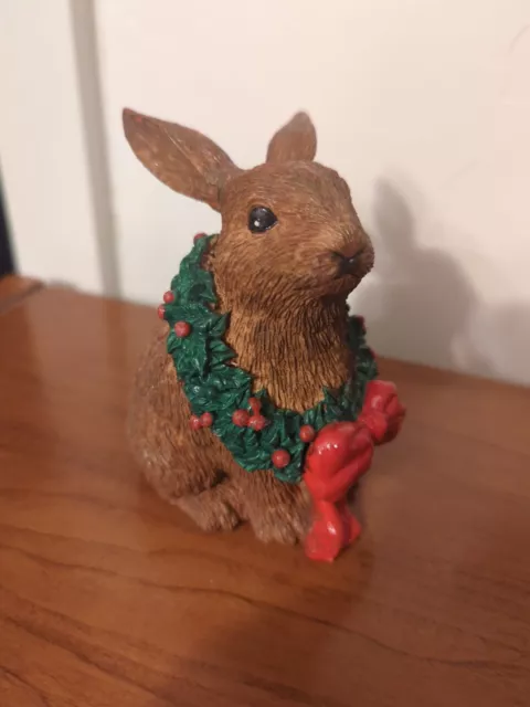 Tom Rubel Silver Deer Christmas Animals Collection Rabbit Ribbon Bunny Figurine