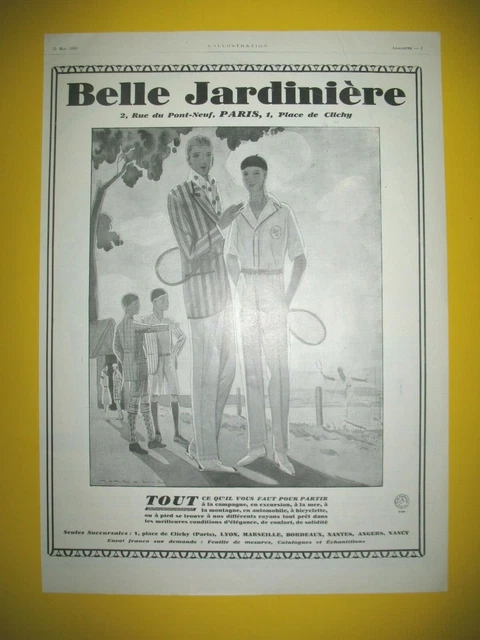 Publicite De Presse Belle Jardiniere Grand Magasin Tennis Illustration Luc 1926