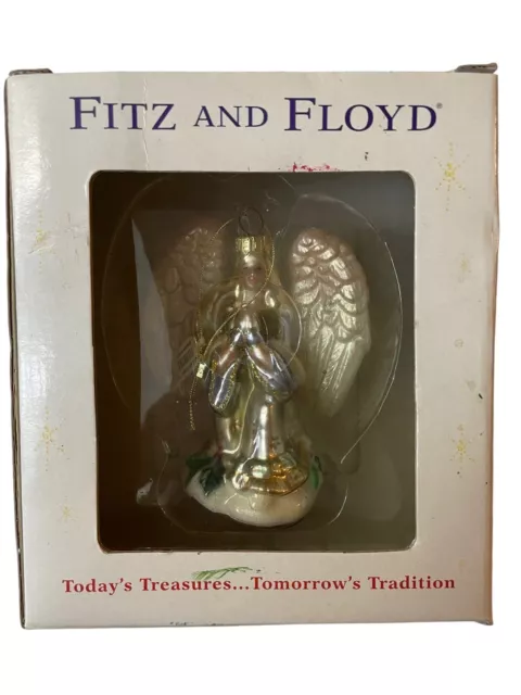 Fitz And Floyd PEACEABLE KINGDOM Angel Glass Christmas Holiday Ornament 19/1116