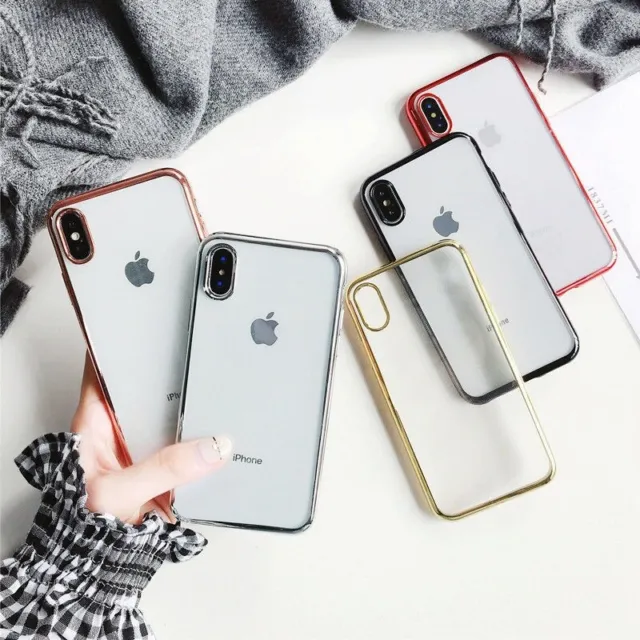 iPhone X XS Max XR Soft Clear Ultra Slim Gel Cover Electroplate case for Apple