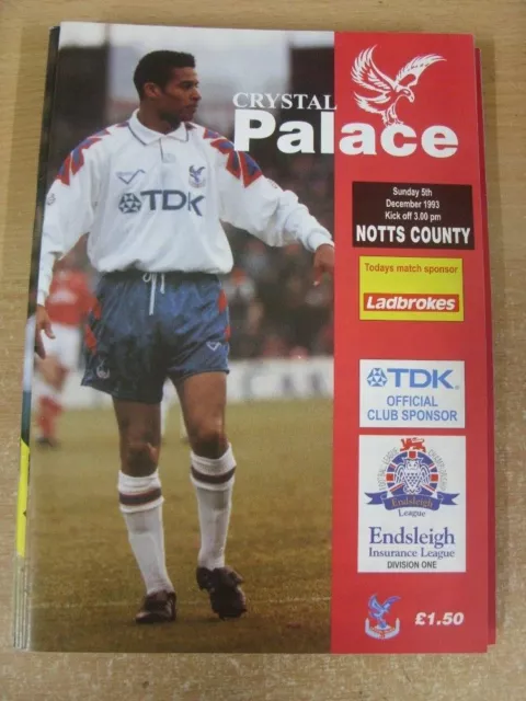 05/12/1993 Crystal Palace v Notts County  . For UK orders postage/shipping is FR