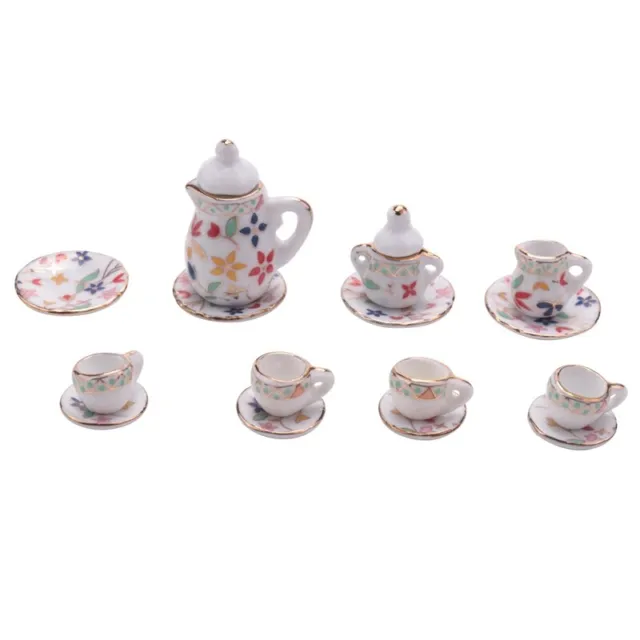 15 Piece Miniature dinnerware porcelain tea set tableware Cup plate floral  M7X2