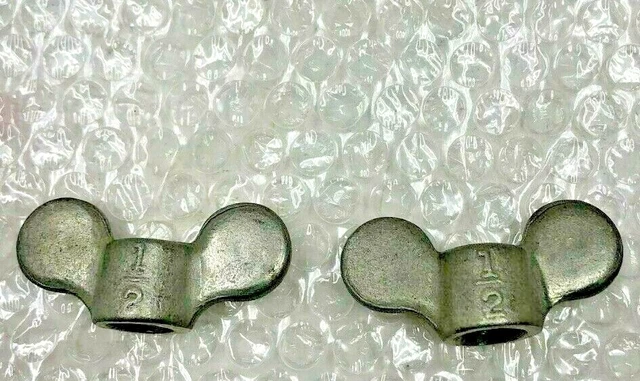 (2) 1/2 Coarse Thread Wing / Thumb  Steel Nuts 1/2