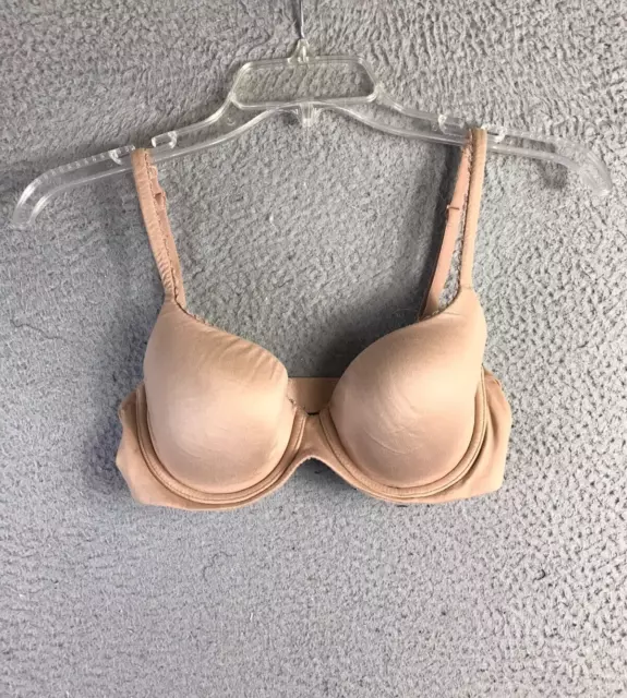 Body By Victorias Secret Bra 32D Beige Satin Lined Demi Underwire