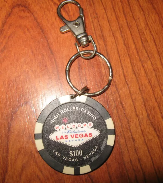 Vintage Las Vegas NV Keychain Casino Chip High Roller $100 Token