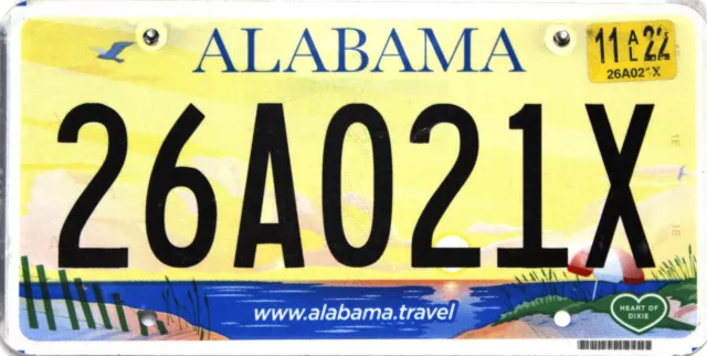Alabama Travel License Plate USA 26A021X Originalbild