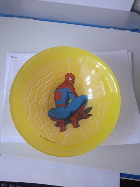Tazón antiguo, placa de cristal Spiderman