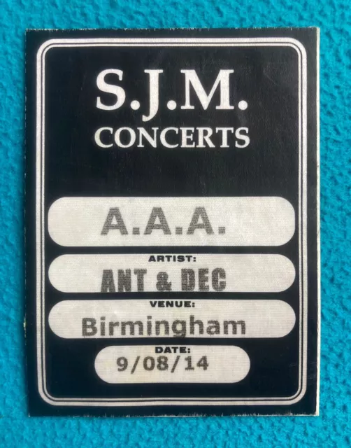 Ant And Dec Birmingham 9/08/2014 AAA Backstage Working Pass