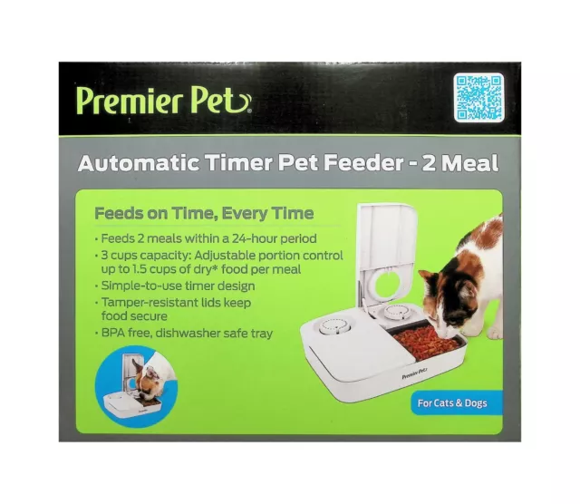 NEW IN BOX! Premier Pet Automatic Timer Pet Feeder, 2 Meals - For Cats And Dogs