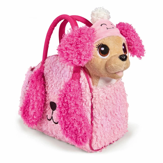 Peluche Chihuahua Simba ChiChi Love - Con Falda Y Lazo De Fresa, 15 Cm, Incluye Bolsito, Para Niños +3 Años