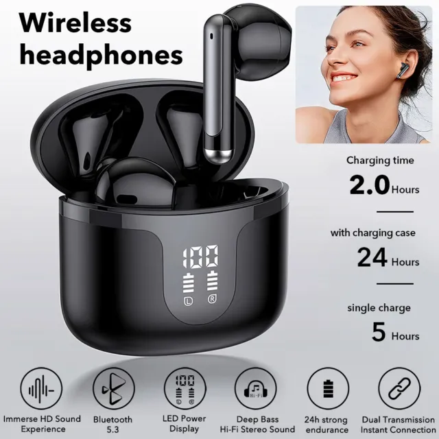 Mpow Wireless Earbuds Bluetooth 5.3 Headset Deep Bass Stereo True TWS Earphones