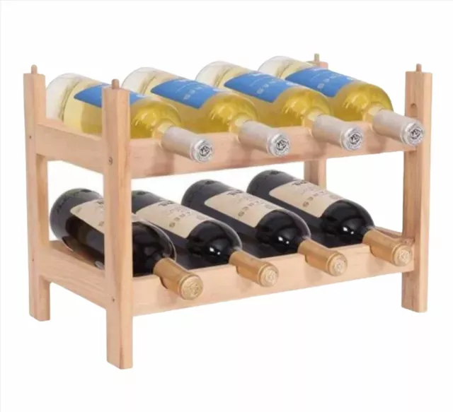 Botellero Puerta Botellas Vino de Madera 8 Lugares Bodega Modular Apilable