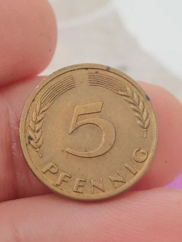 🇩🇪 5 Pfennig 1950 Federal Republic Germany Coin Oak Collectable 'J' KM#107 T36
