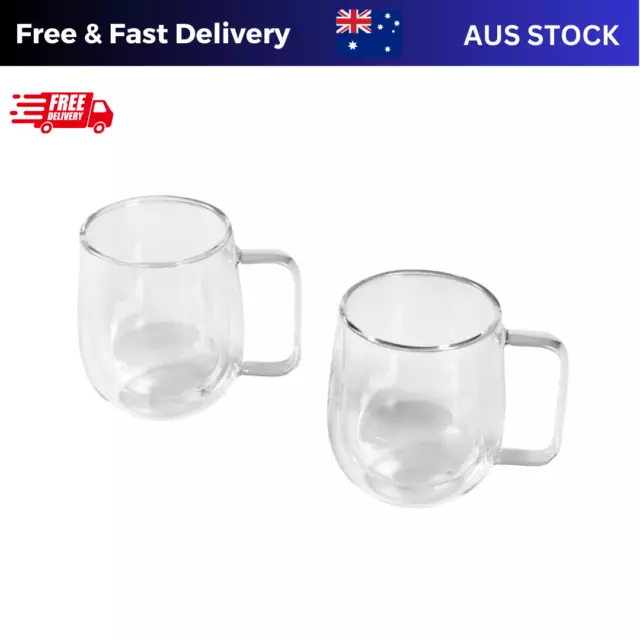 2x 270 ml Double Wall Coffee Cup Cocktail Cup Bar Tea Mug Glass Insulated Mug