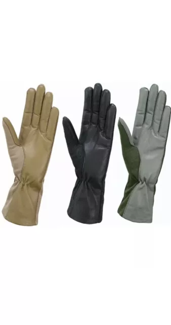 NOMEX FLIGHT FLYERS GLOVES PILOT FIRE RESISTANT Black, Green, Tan-All Sizes