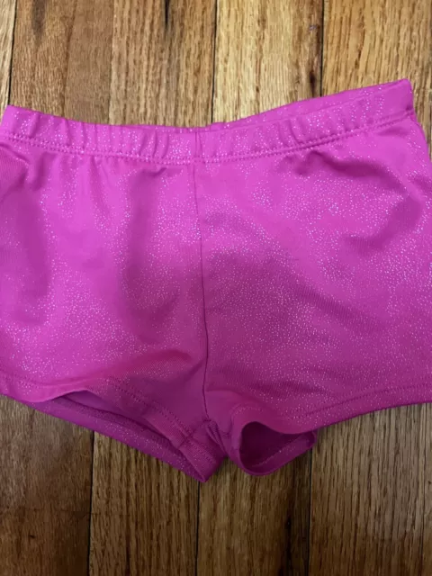 Girls Gymnastics Shorts, Sparkle Tumbling Dance Size 4-5 Pink 2