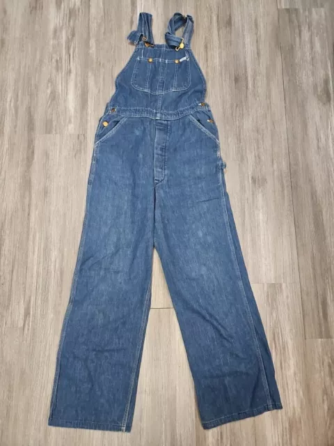 Vintage LEE Bib Overalls Blue Denim USA Made Heritage Workwear 32 x 32