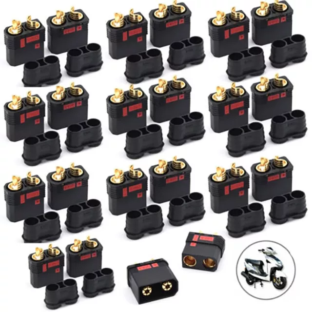 2-20PC Hochstrom Antiblitz QS8S QS8 Goldstecker Stecker Buchse 120A 8mm 450V