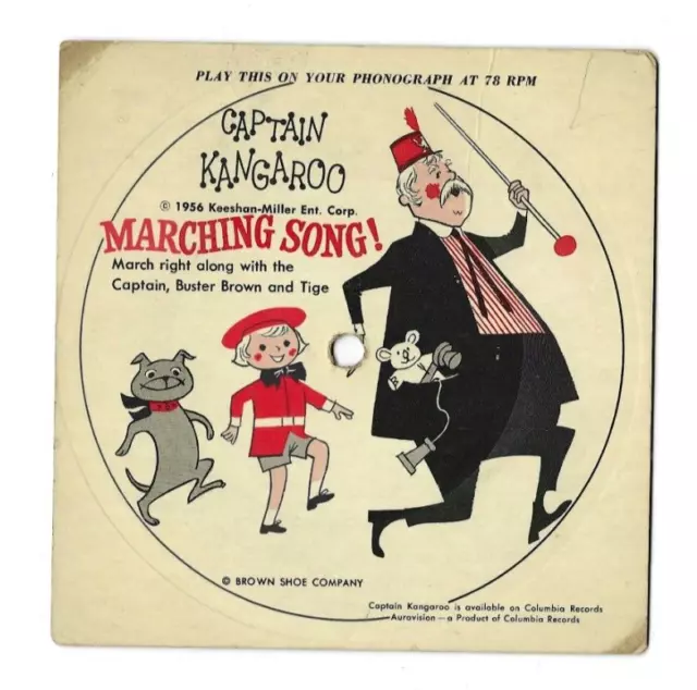 1956 Cardboard Record Captain Kangaroo Marching Song Buster Brown Shoes Promo