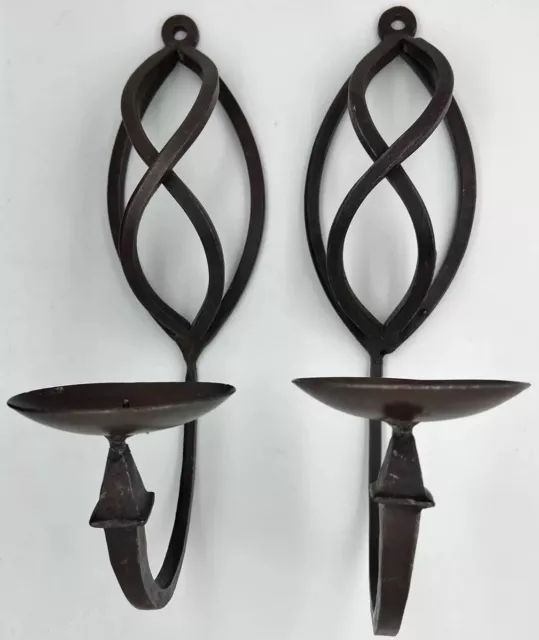 Twisted Wrought Iron Pier 1 Wall Sconce Candle Holders Set of 2 Bronze 12.5"