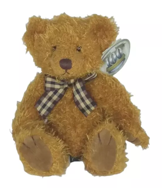 Russ Berrie Wellington 7" Brown Bear Plush Teddy Stuffed Animal Neck Bow Tie