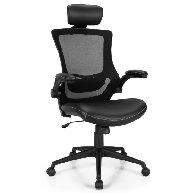 Costway High Back Mesh Computer Chair Ergonomic Office Chair w/Flip-up Armrests