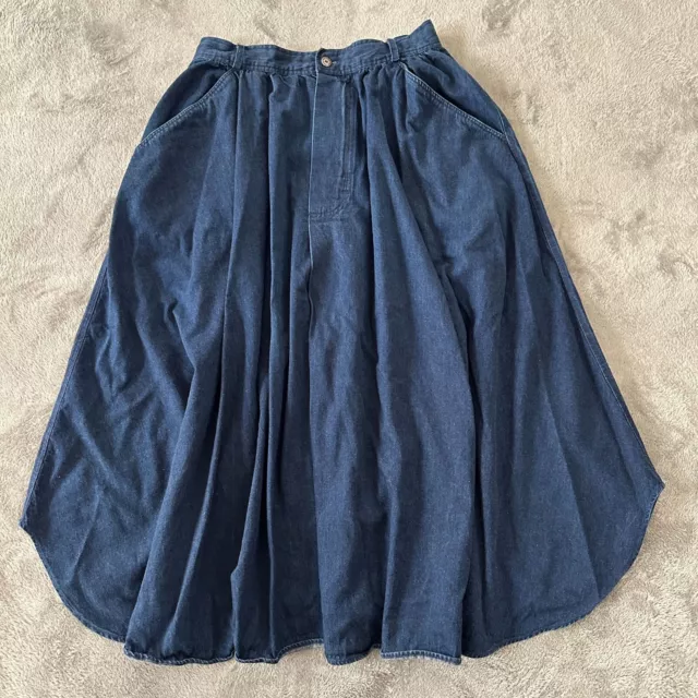 Vintage Calvin Klein Denim Pleated Full Maxi Midi Skirt Women's 14