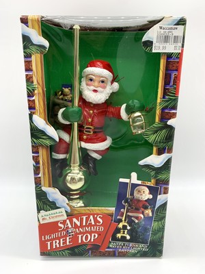 NEW VINTAGE MR. Christmas Santa's Lighted Animated Tree Top Santa Claus