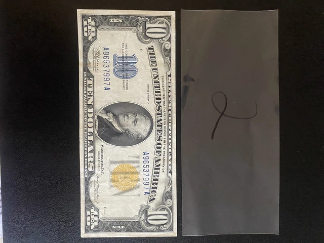 Series 1934-A Silver Certificate $10 Bill Yellow Seal