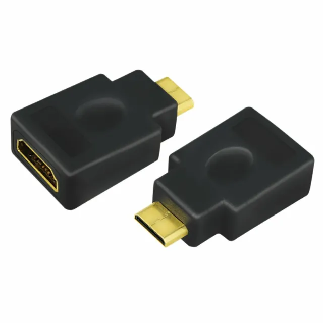 Adaptateur Mini HDMI Mâle vers HDMI Femelle connecteur doré plaqué or gold C >A