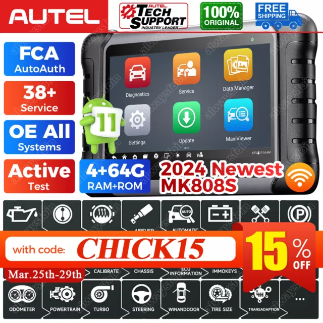 2024 Autel MaxiCOM MK808S PRO+ Full System Diagnostic Scanner Tool Bidirectional