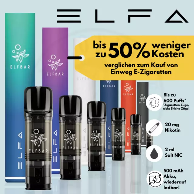 ELFA ELFBAR 600 I E-Zigarette Pod-System I 2x 2ml 20mg Nikotin I E-Shisha Vape