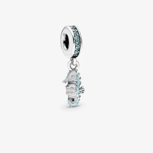 PANDORA Tropical Seahorse Pendant Silver Charm - 791311MCZ