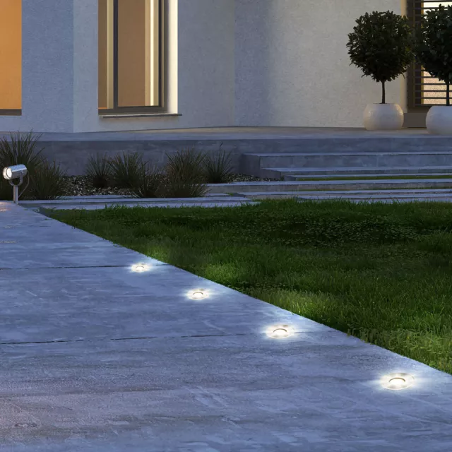 2er Set LED Boden Einbau Strahler RGB Fernbedienung Außen Spot Lampen  Edelstahl Dimmer Leuchten befahrbar