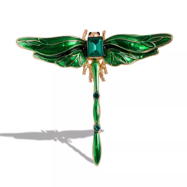 Beautiful Art Deco Style Nouveau Style Enamel Crystal DRAGONFLY BROOCH PIN