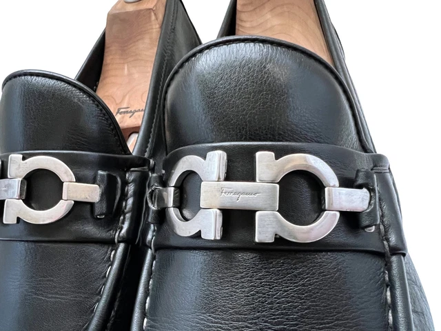 $1150 SALVATORE FERRAGAMO Mens RAGUSA Black Shoes Gancini 