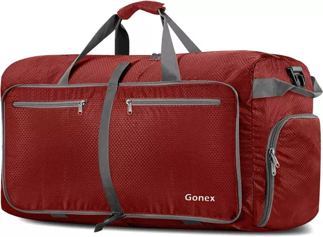 Gonex 40L 60L 80L 100L 150L Large Foldable Travel Duffle Bag with 100L, Red