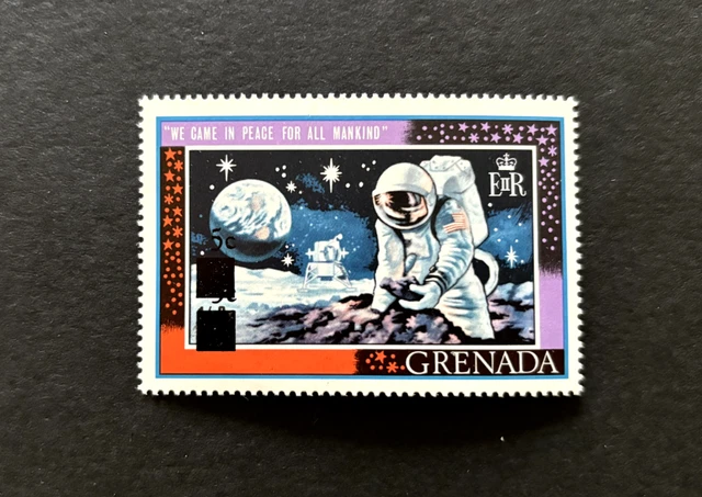 Grenada: 1970, ERROR 5c Double Surcharge on ½c Moon Landing, SG 371a, MNH