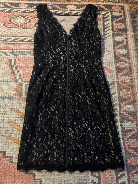 Adrianna Papell Women's Black Lace Sleeveless Cocktail Sheath Pencil Dress Sz 6