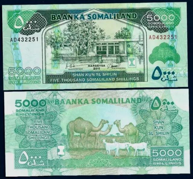 Somaliland ( SOMALIA ) 5000 SHILLIN P-21 2011 CAMEL SHEEP World Currency NOTE