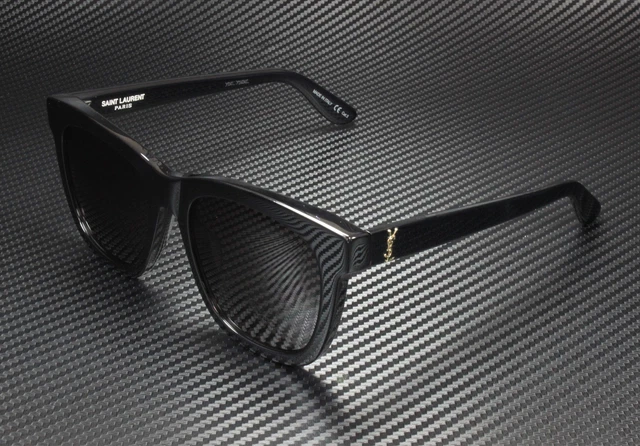 SAINT LAURENT YSL M24 K 005 Rectangular Square Black 55 mm Unisex Sunglasses