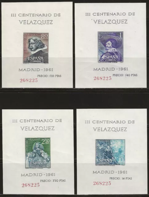 España 1961. Edifil 1344/1347. Serie Completa Misma Numer. ”Muerte De Velázquez"