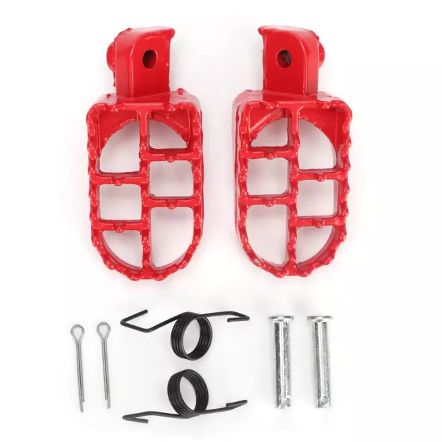 Footrest Left/Right Aluminum Alloy 2PCS Motorcycle Foot Pegs Red For Pit Bikes